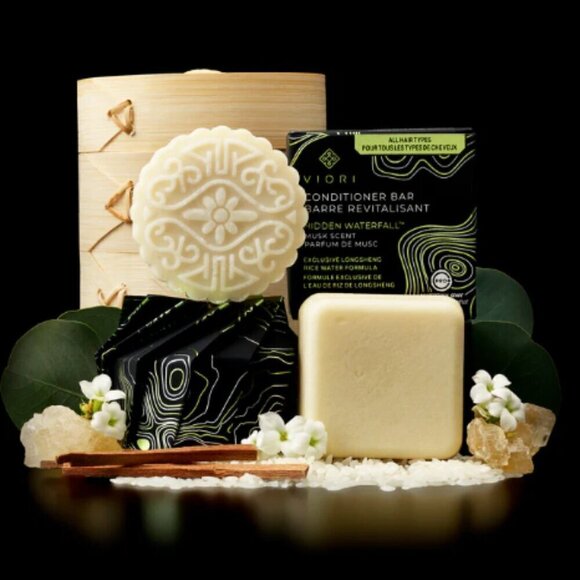 NEW!Viori Shampoo Bar+Conditioner Bar+Bamboo Holder Set -HIDDEN WATERFAL… - Picture 1 of 11